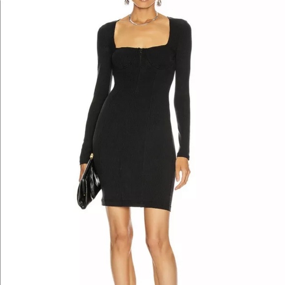 NWT Jonathan Simkhai Standard‎ Pia Bustier Dress Black Mini Rib Bodycon S - Picture 4 of 11